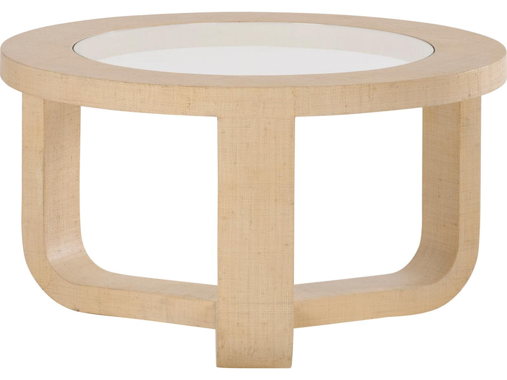 Round Glass White Cream Coffee Table
