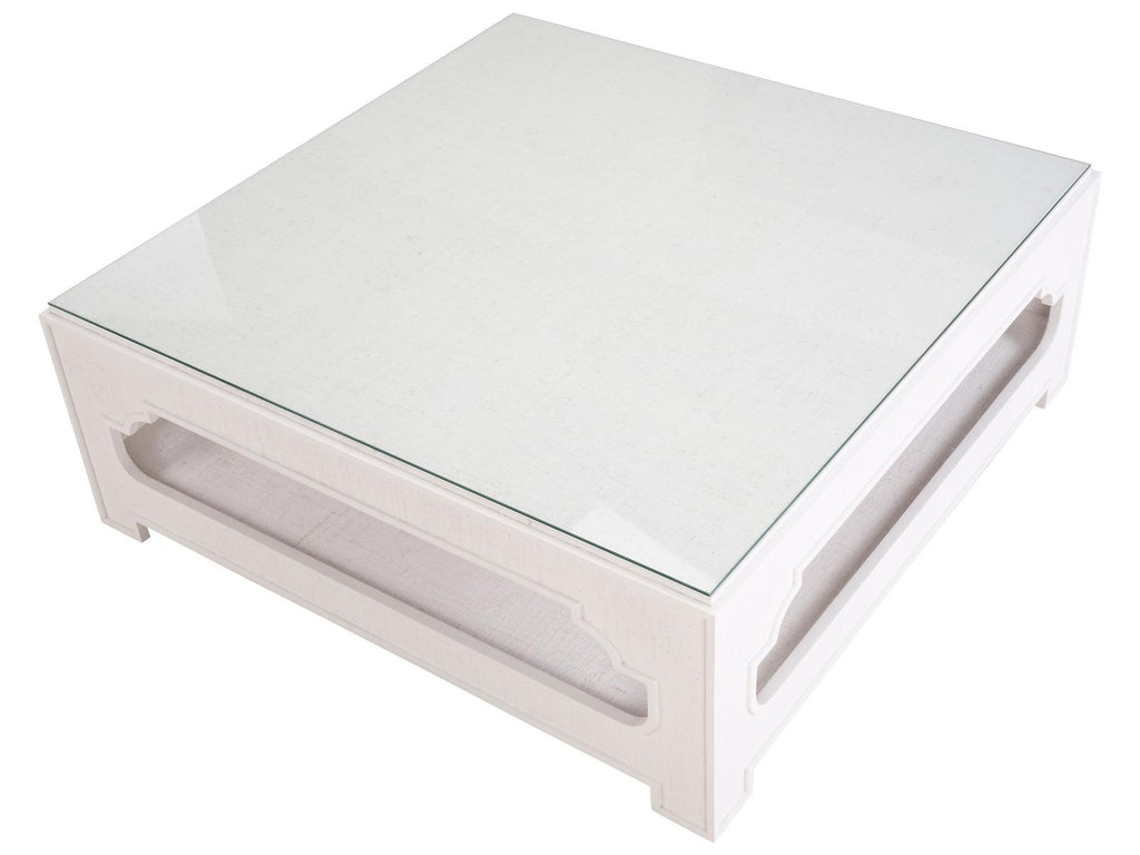 Jamie Merida Square Glass White Cream Coffee Table