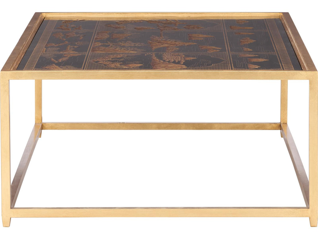 Jamie Merida Rectangular Glass Gold Coffee Table