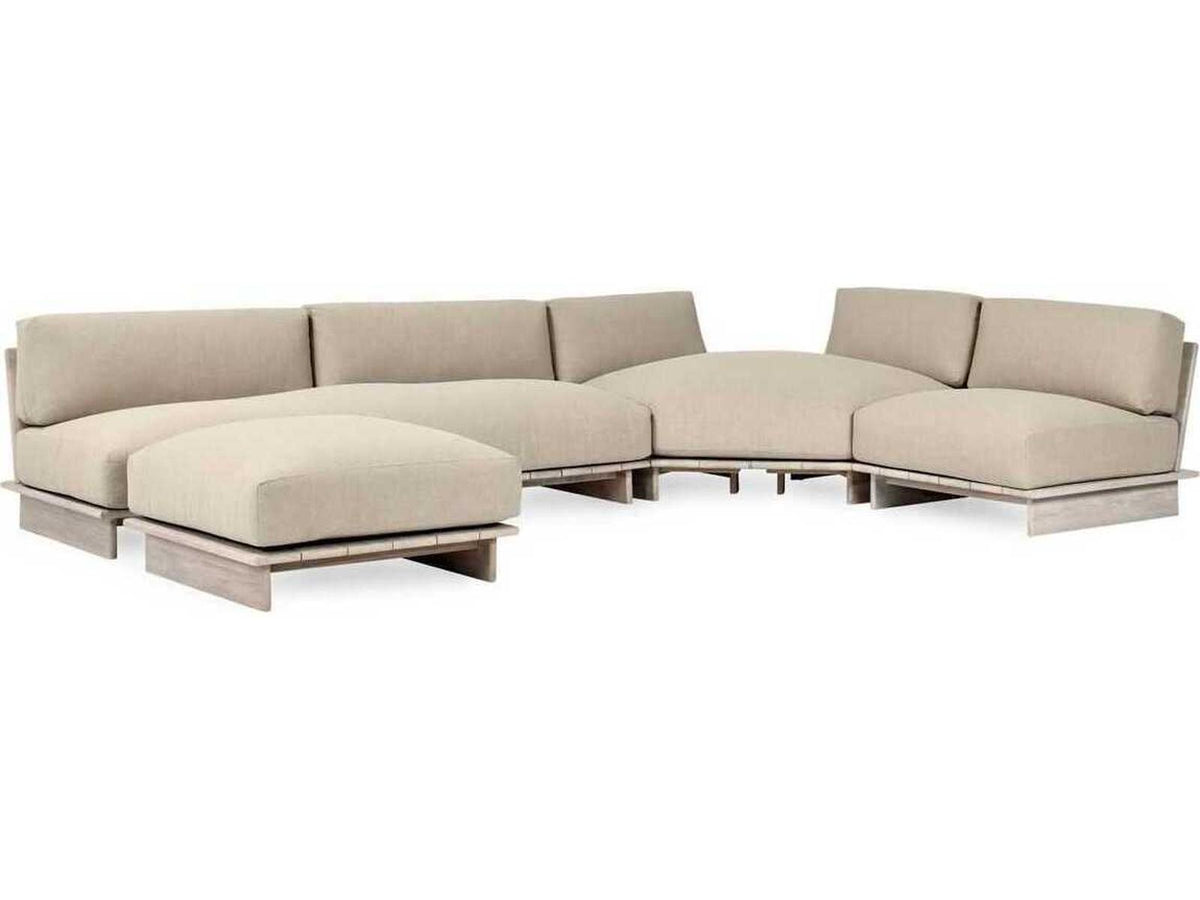 Livia 3-Piece Outdoor Teak Sectional Sofa in Taupe