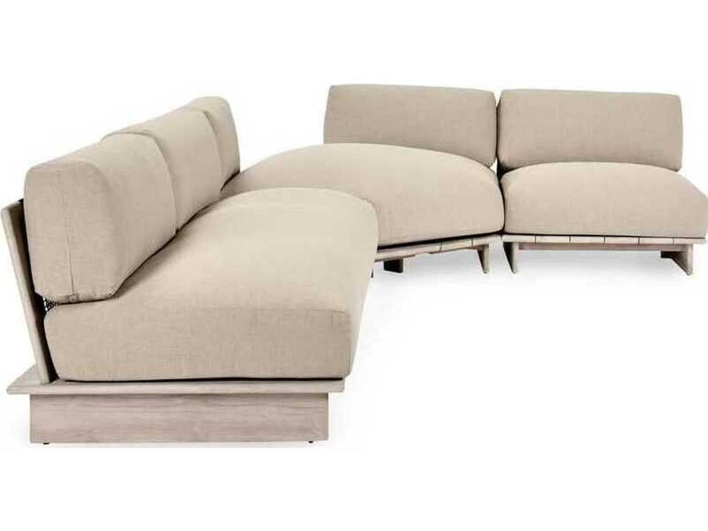 Livia 3-Piece Outdoor Teak Sectional Sofa in Taupe