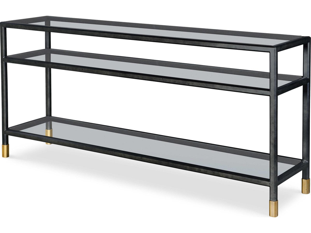 Thomas O'Brien Jennings Glass Console Table in Black and Gold