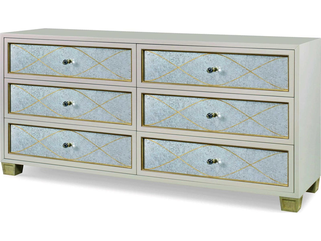 Avery 6-Drawer Dresser with Verre Eglomise Mirror Fronts