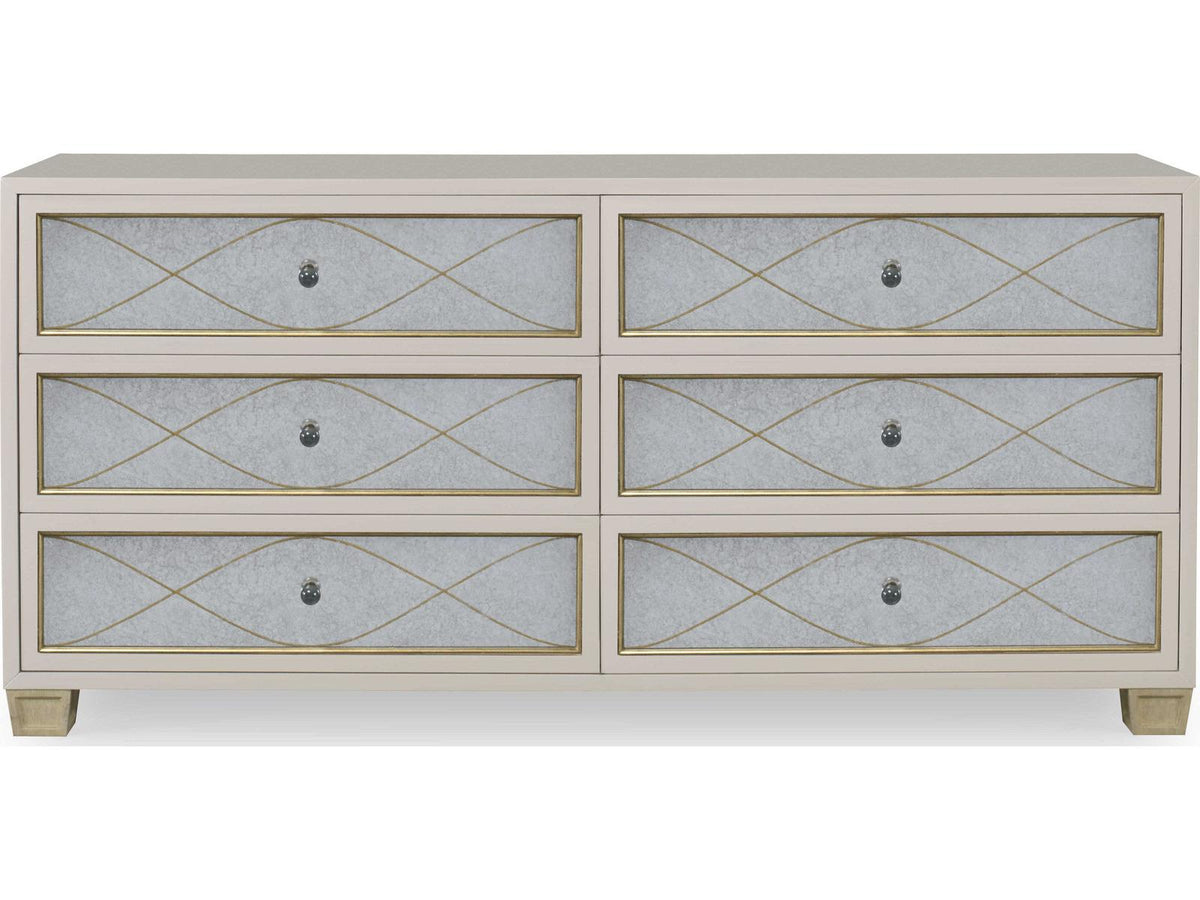 Avery 6-Drawer Dresser with Verre Eglomise Mirror Fronts