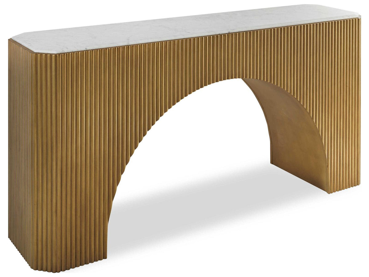 Compositions Console Table Gold Leaf with Marble Top