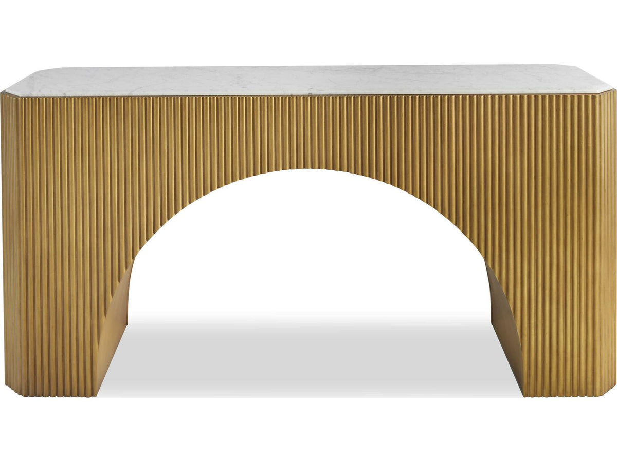 Compositions Console Table Gold Leaf with Marble Top