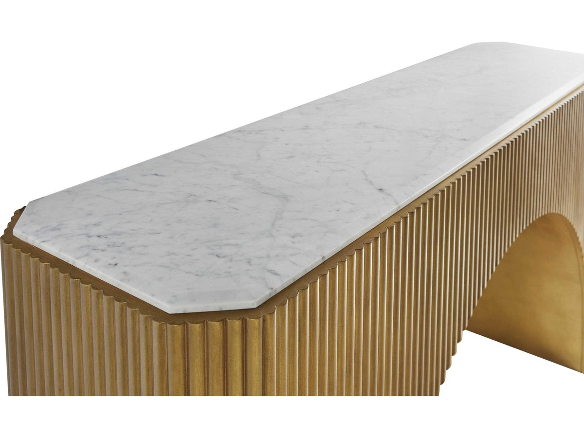 Compositions Console Table Gold Leaf with Marble Top