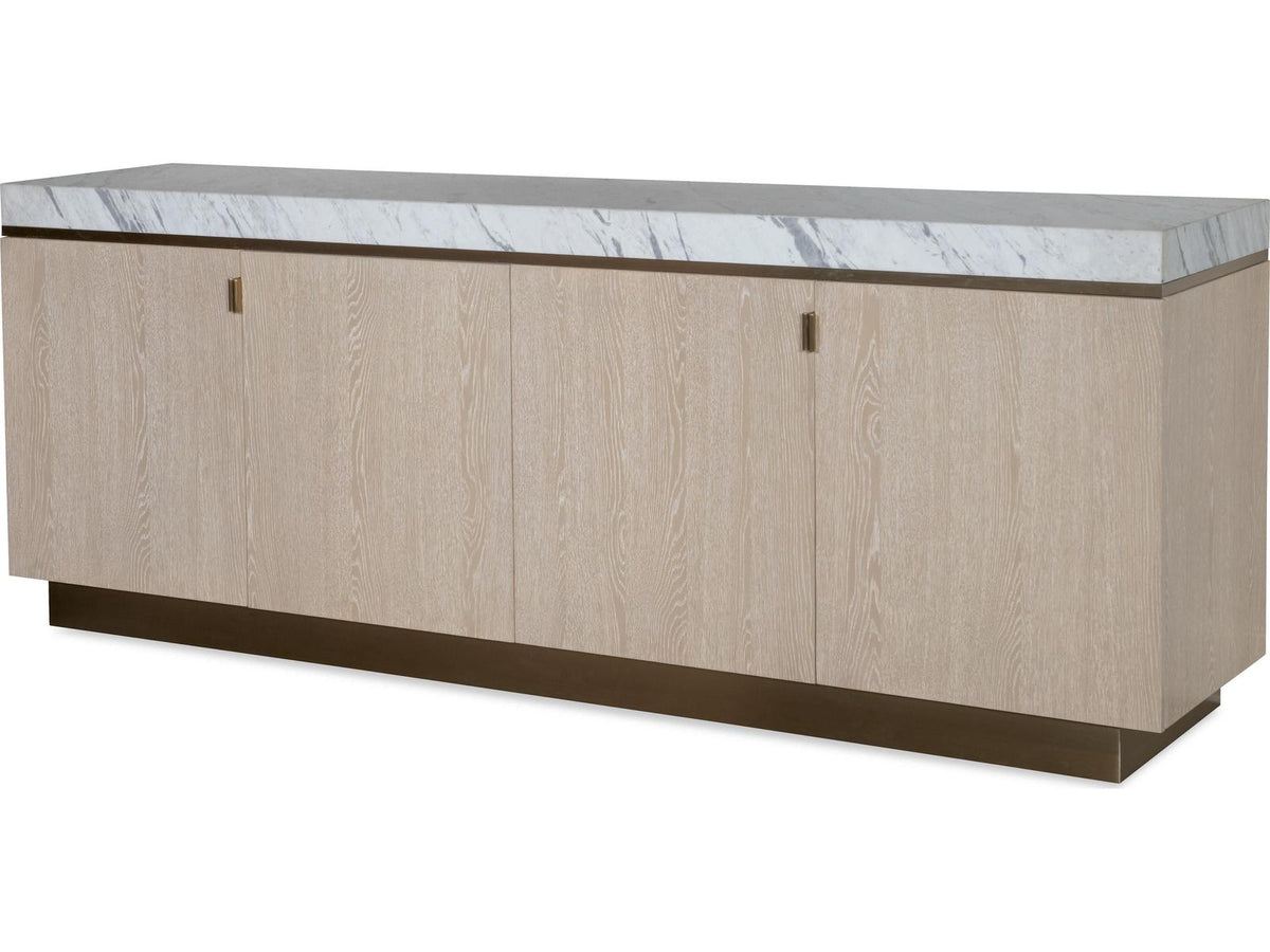 Cadence Credenza with Carrara Marble Top in Sand Cerused