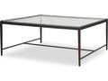 Logan Square Square Cocktail Table with Bronze Metal Frame and Tempered Glass Top