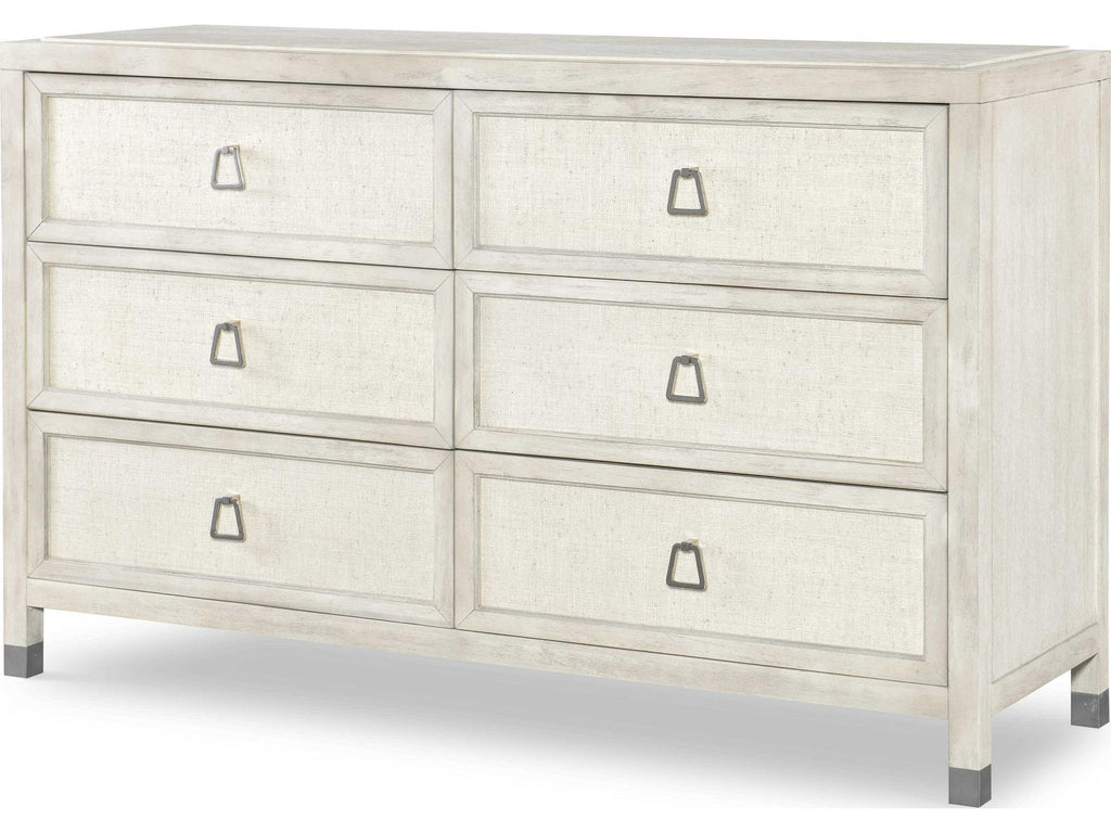 Curate Atlas Six Drawer Dresser in Off White with Raffia