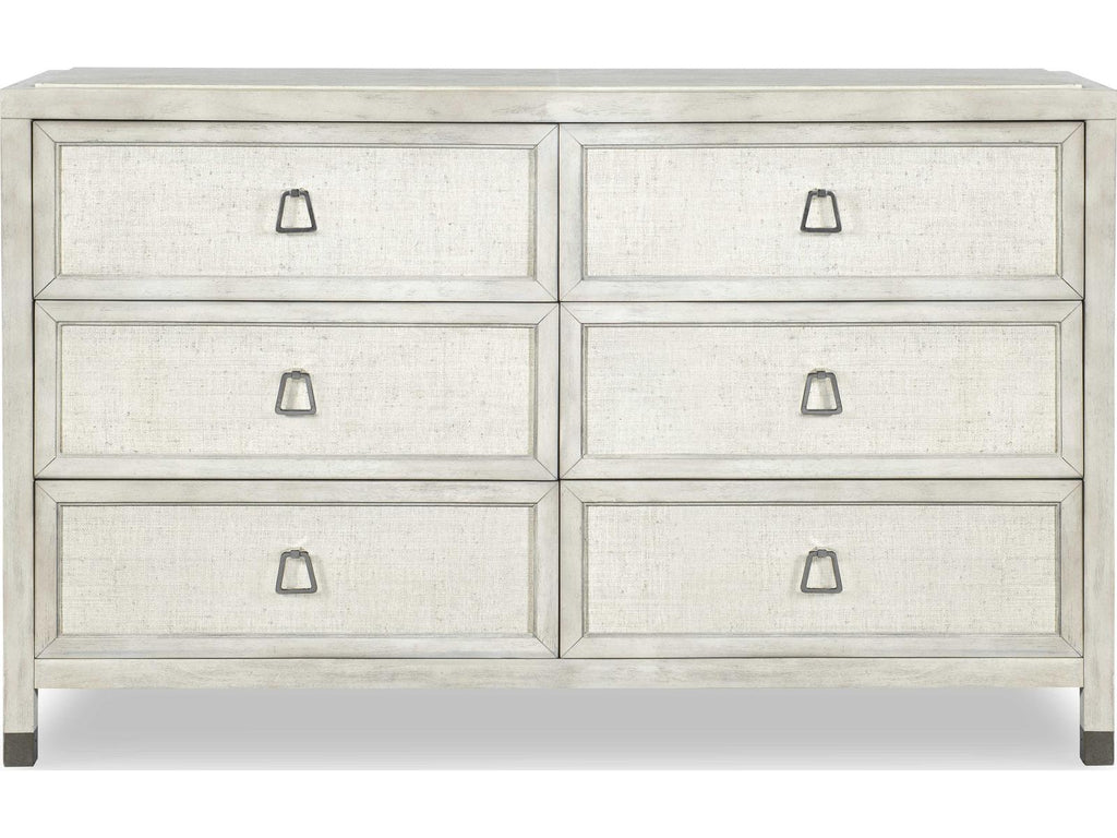 Curate Atlas Six Drawer Dresser in Off White with Raffia