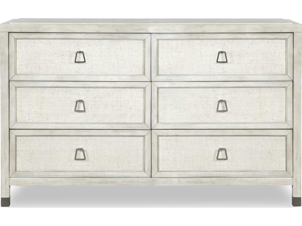 Curate Atlas Six Drawer Dresser in Off White with Raffia