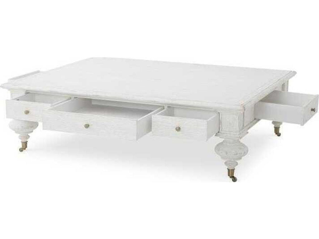 Monarch Rectangle Coffee Table Oak and Veneer White Wash Finish