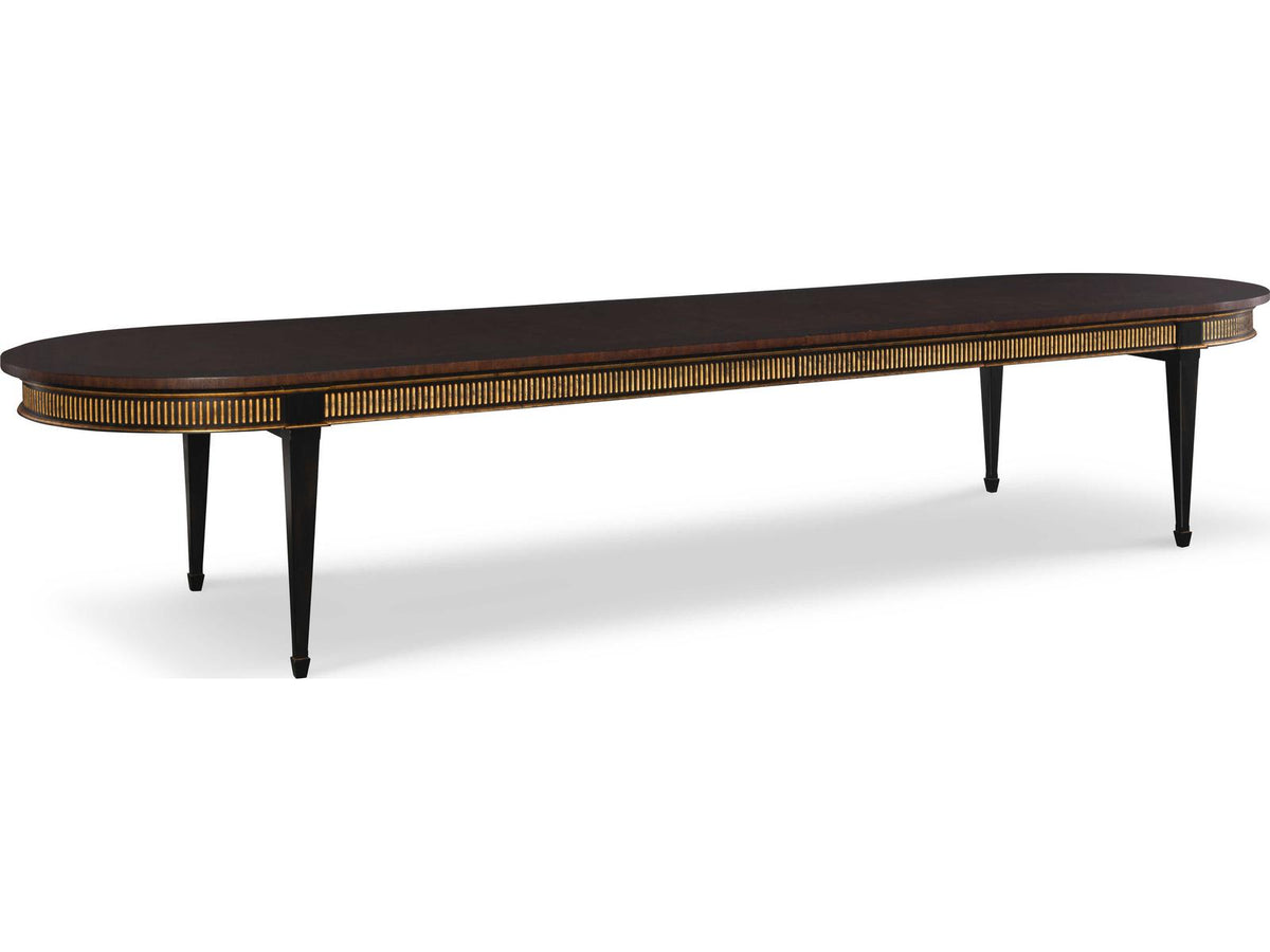 Monarch Barrington Oval Dining Table in Distressed Black and Gold with Mahogany Top