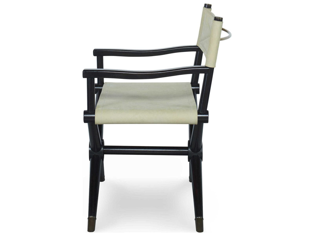 Minnelli Upholstered Leather Dining Arm Chair in Coconut and Black