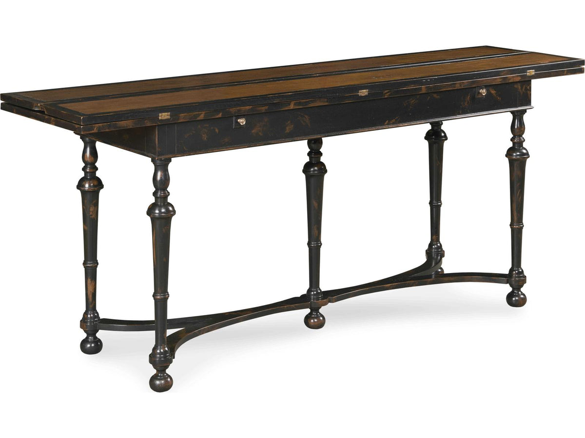 Winston Flip-top Console Table in Mahogany and Oak Veneer
