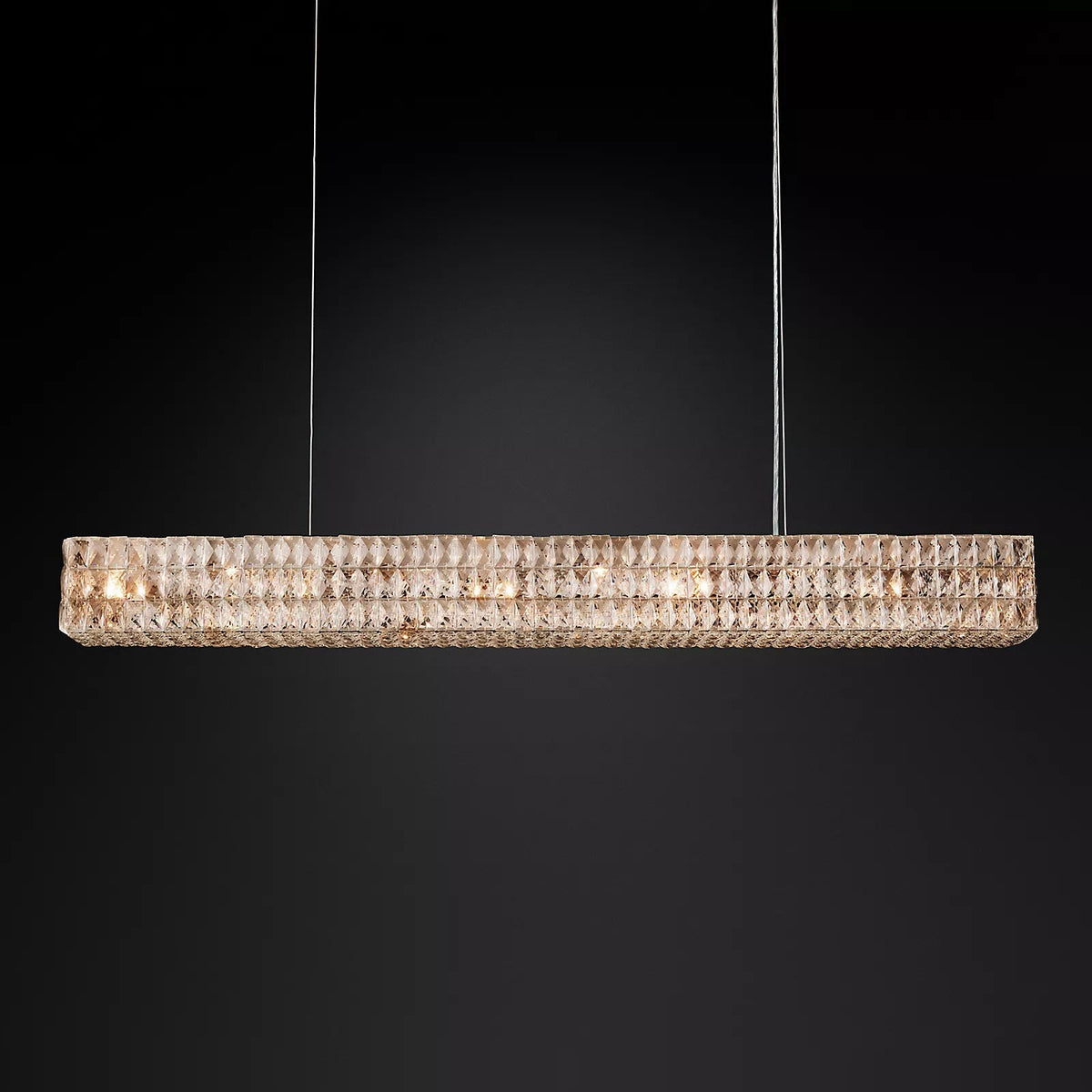 Crystal Glass Spiridon Linear Chandelier 49" 61" For Dinning Room