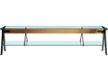Fratello Rectangular Glass Console Table with Steel and Beech Base
