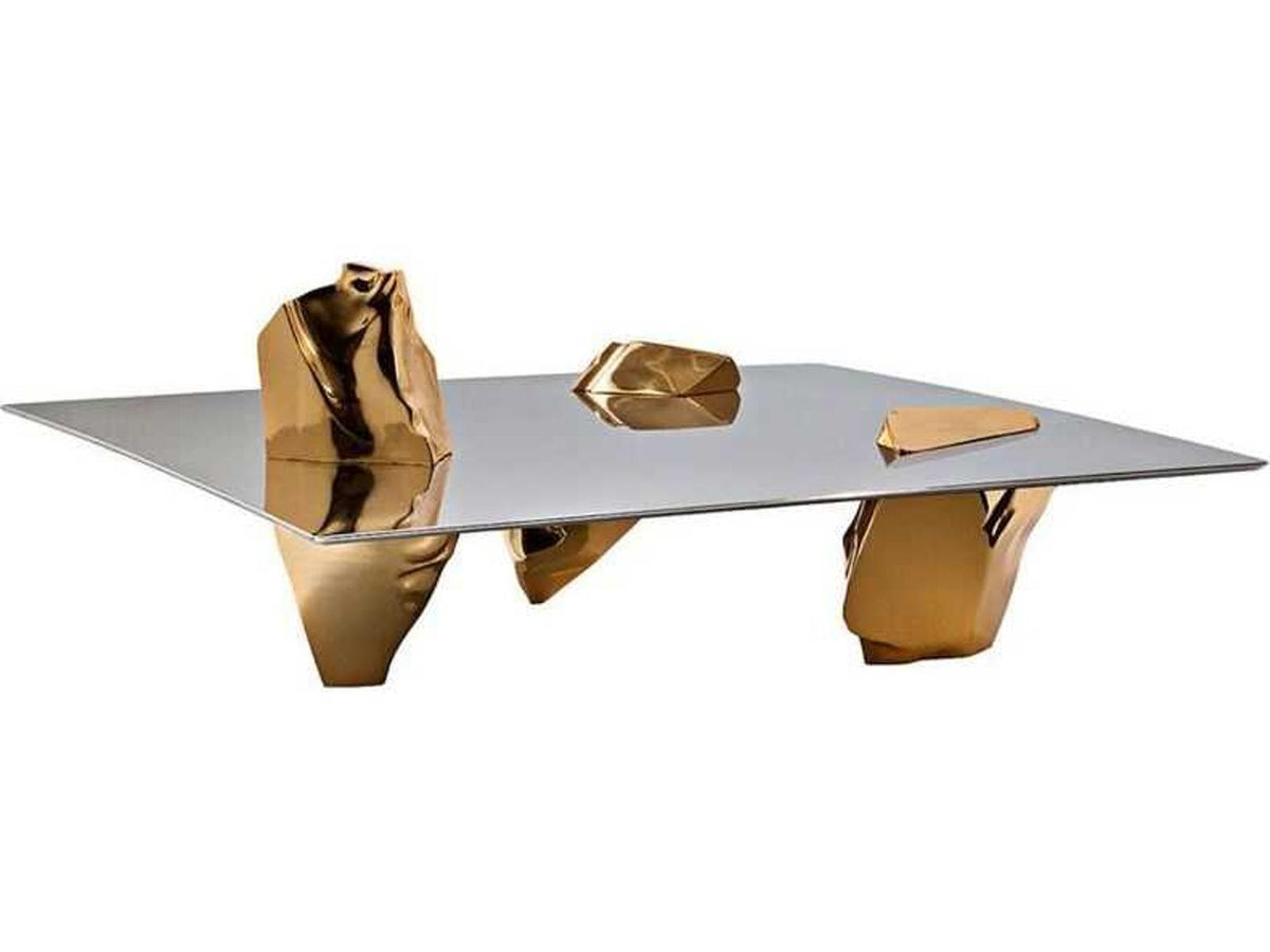 Sereno Coffee Table by Fredrikson Stallard with Gold Plated Cast Aluminum Legs
