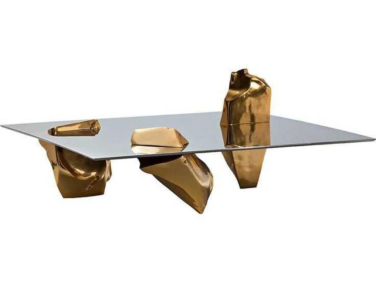 Sereno Coffee Table by Fredrikson Stallard with Gold Plated Cast Aluminum Legs