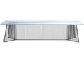 Anapo 122-Inch Rectangular Glass Dining Table with Black Steel Base