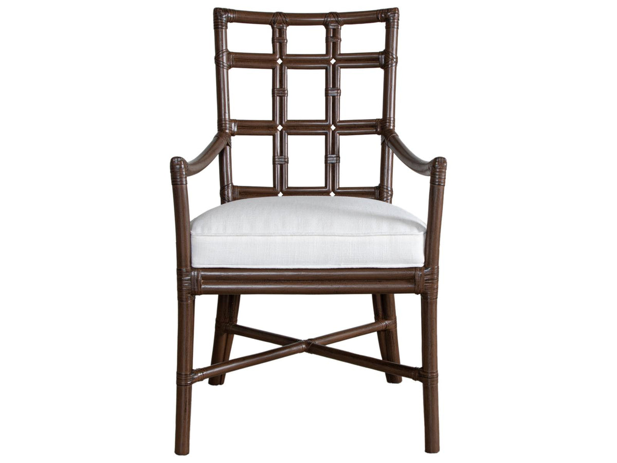 Seville Rattan Upholstered Arm Dining Chair