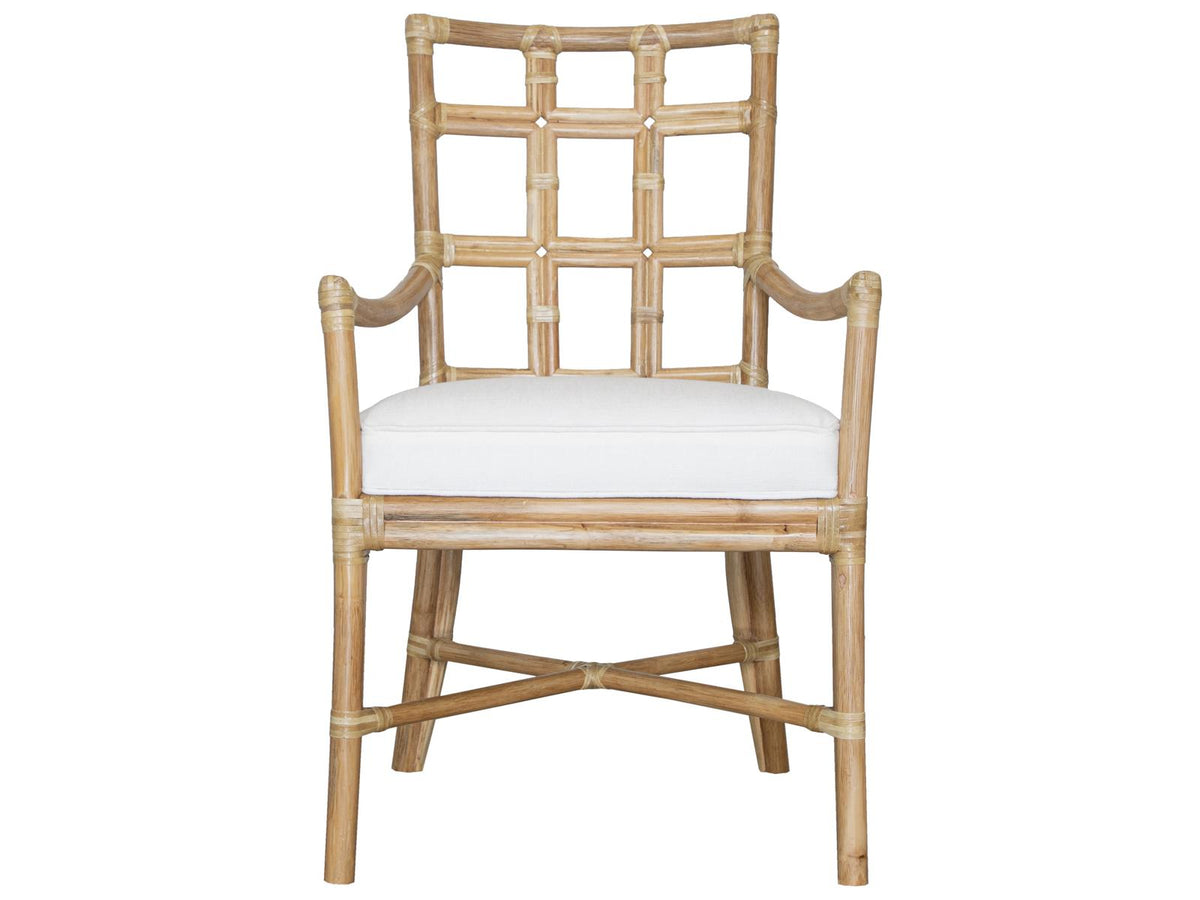 Seville Rattan Upholstered Arm Dining Chair