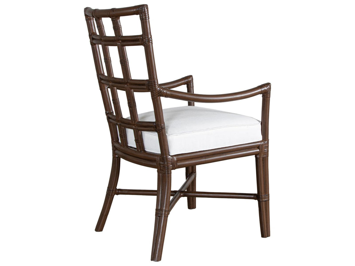 Seville Rattan Upholstered Arm Dining Chair