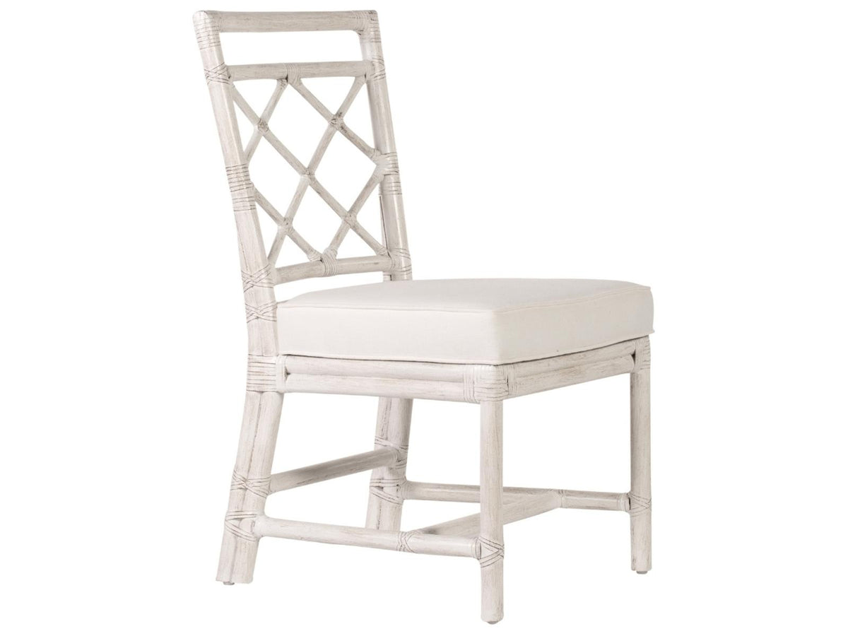 X And Diamond Rattan Upholstered Armless Dining Side Chair