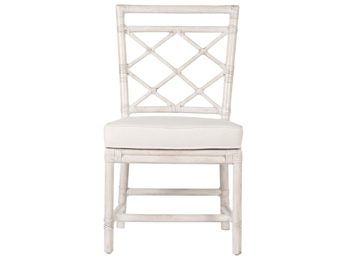 X And Diamond Rattan Upholstered Armless Dining Side Chair