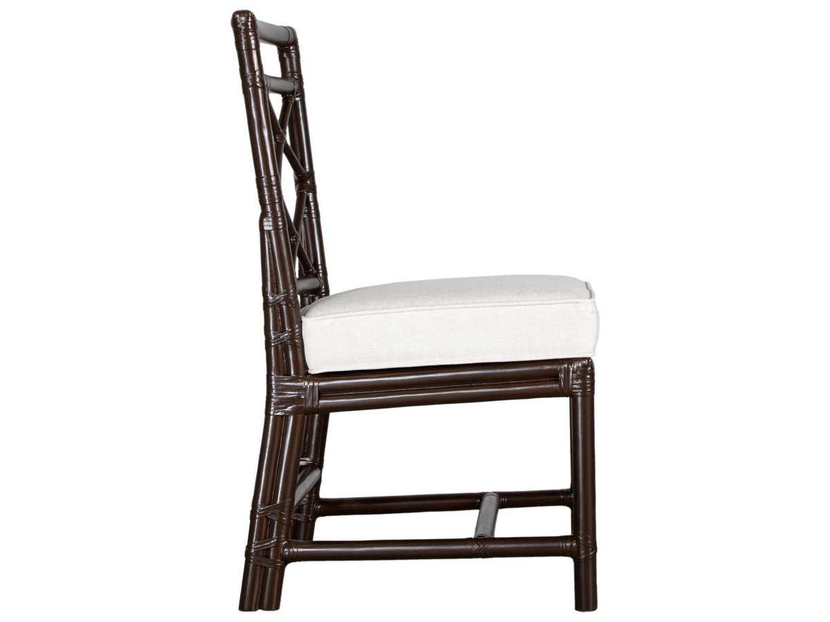 X And Diamond Rattan Upholstered Armless Dining Side Chair