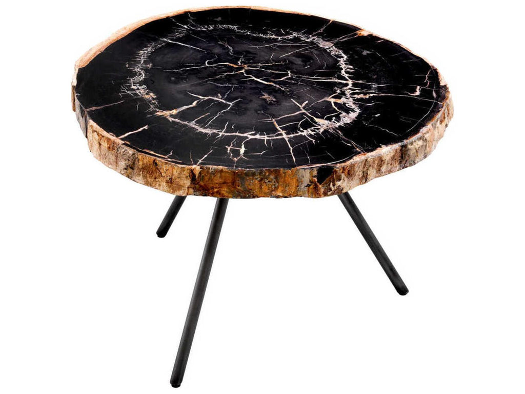 De Soto Dark Range Petrified Wood Set of 3 Coffee Table with Bronze Finish Legs