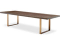 Melchior 118 Inch Rectangular Dining Table in Brown Oak Veneer and Brushed Brass