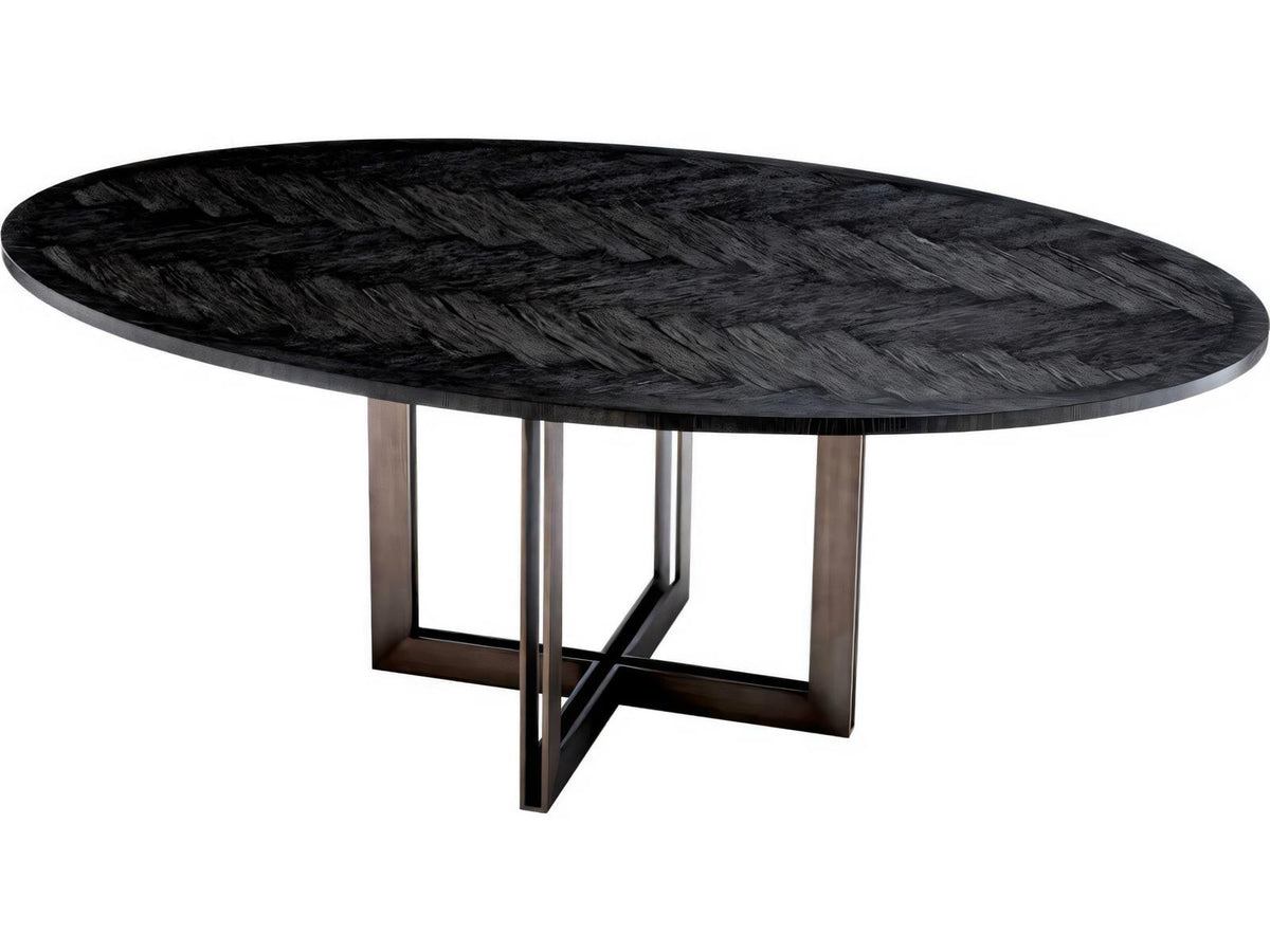 Melchior Oval Charcoal Oak Veneer Dining Table