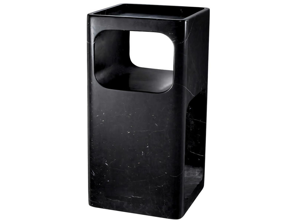 Adler Square Black Marble Side Table Mid-Century Modern