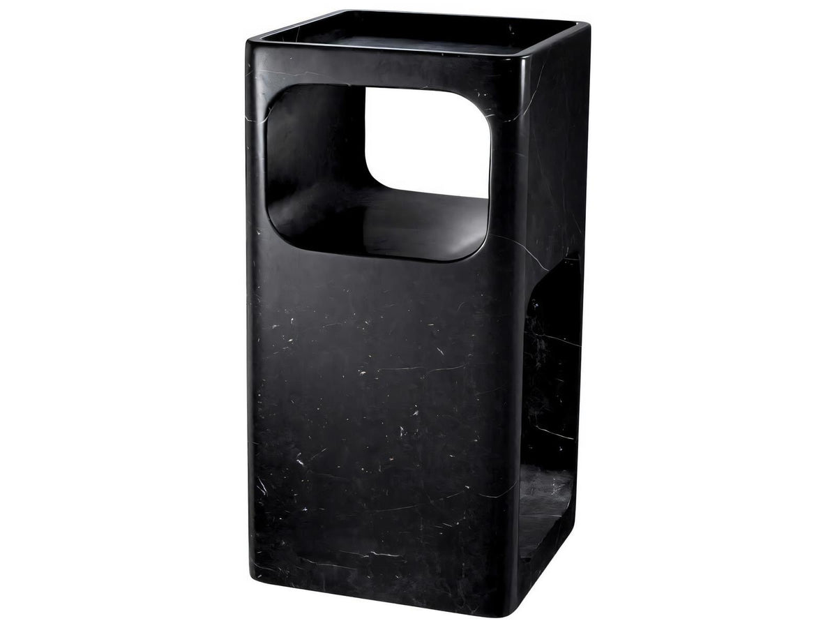 Adler Square Black Marble Side Table Mid-Century Modern