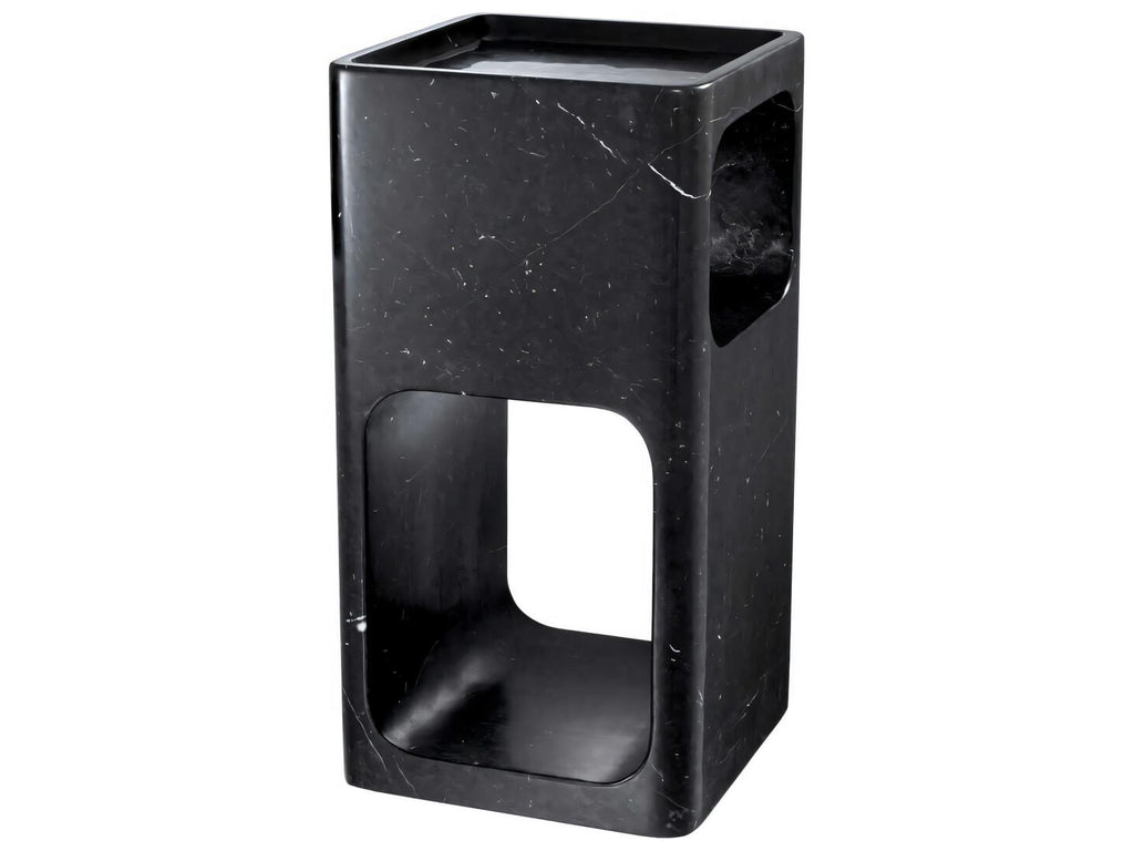 Adler Square Black Marble Side Table Mid-Century Modern