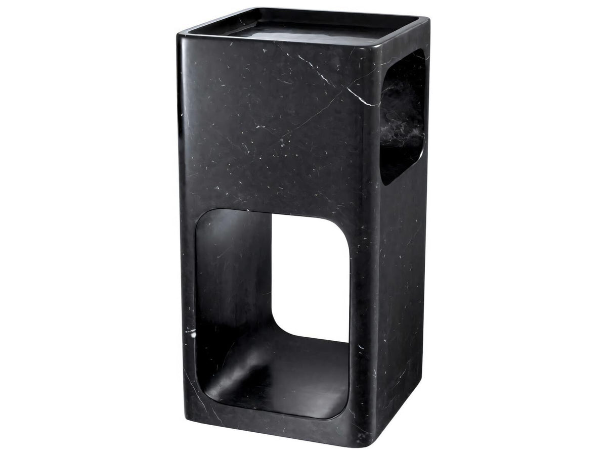 Adler Square Black Marble Side Table Mid-Century Modern