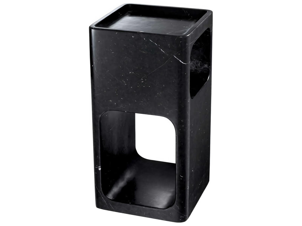 Adler Square Black Marble Side Table Mid-Century Modern