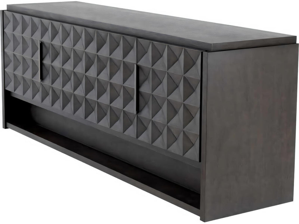 Jane 4-Door Meranti Wood Dresser in Mocha Meranti with Brass Handles