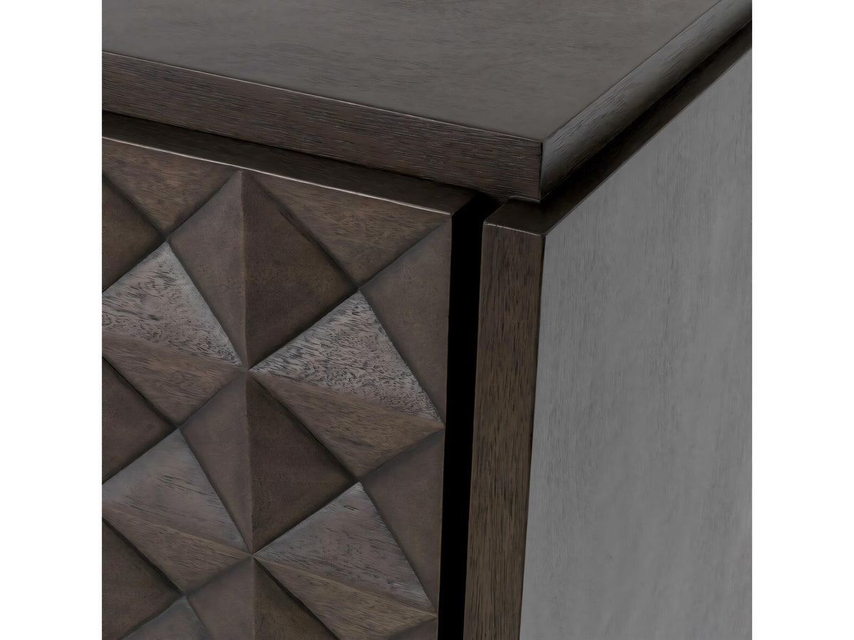 Jane 4-Door Meranti Wood Dresser in Mocha Meranti with Brass Handles