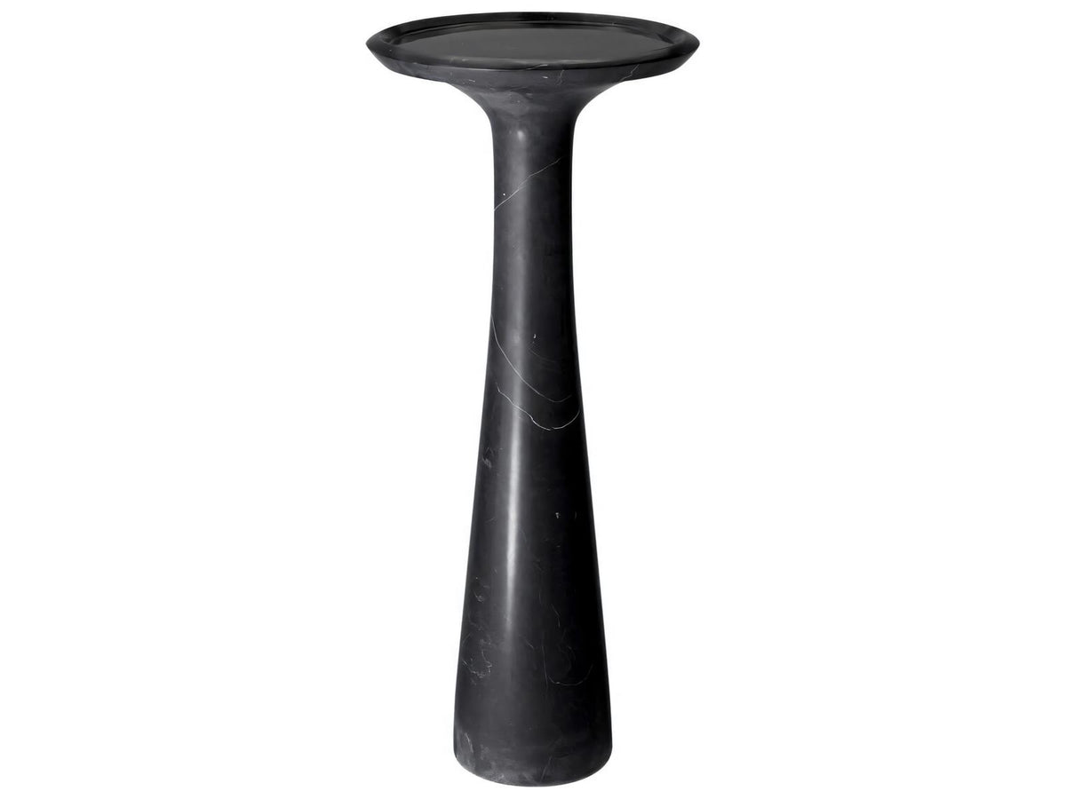 Pompano Round Side Table in Honed Black Marble