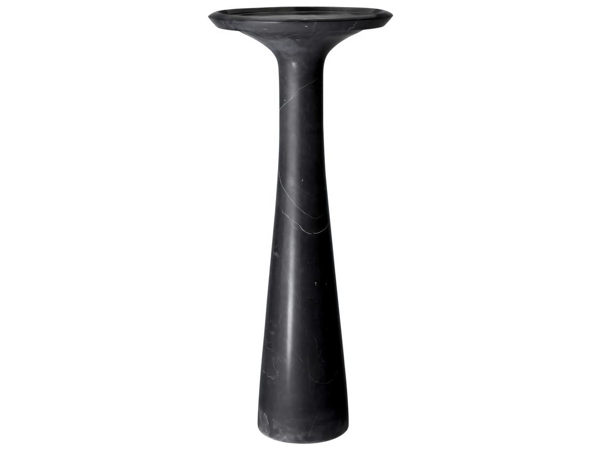 Pompano Round Side Table in Honed Black Marble