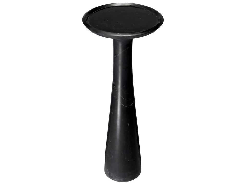 Pompano Round Side Table in Honed Black Marble