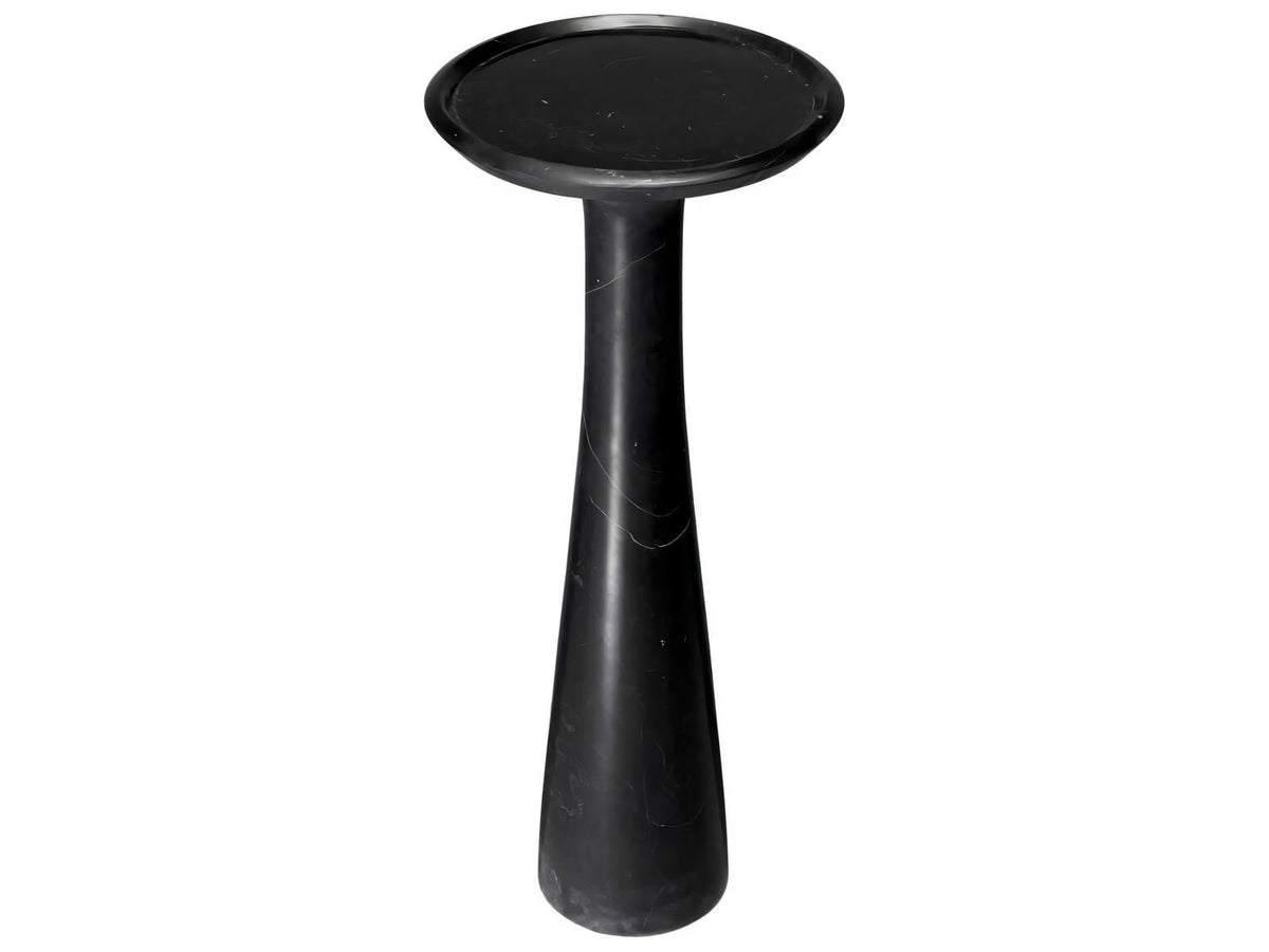 Pompano Round Side Table in Honed Black Marble