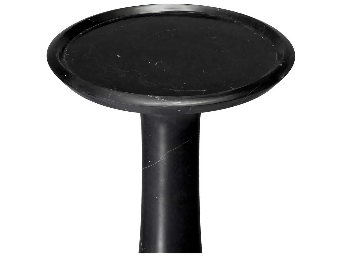 Pompano Round Side Table in Honed Black Marble