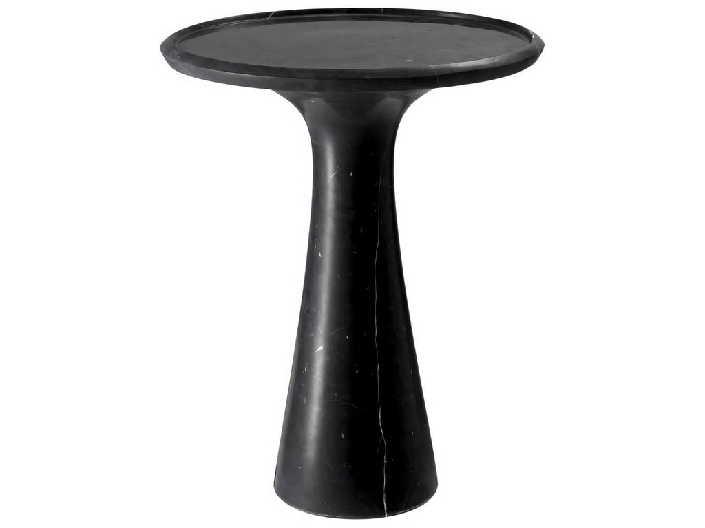 Pompano Low Round Side Table in Honed Black Marble
