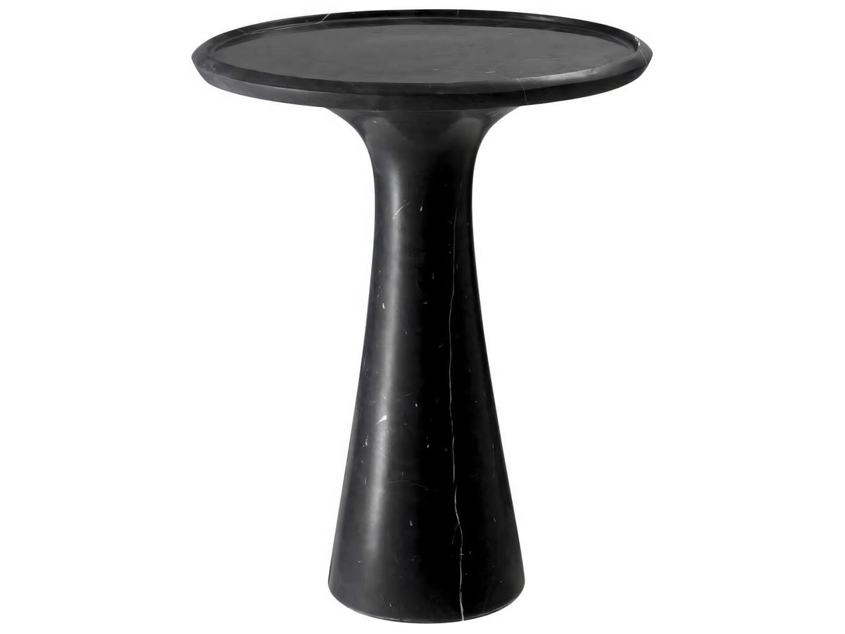 Pompano Low Round Side Table in Honed Black Marble