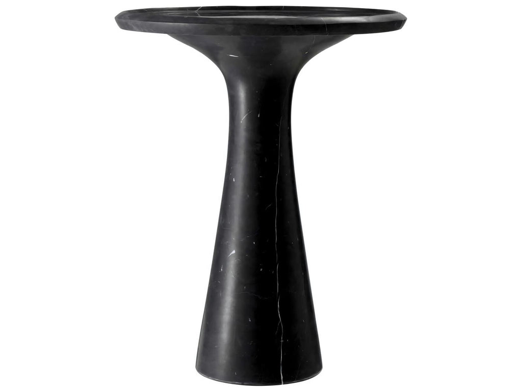 Pompano Low Round Side Table in Honed Black Marble