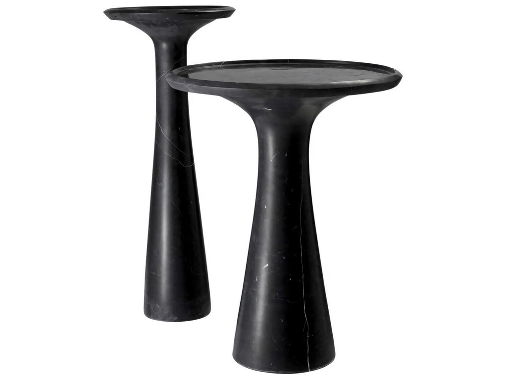 Pompano Low Round Side Table in Honed Black Marble